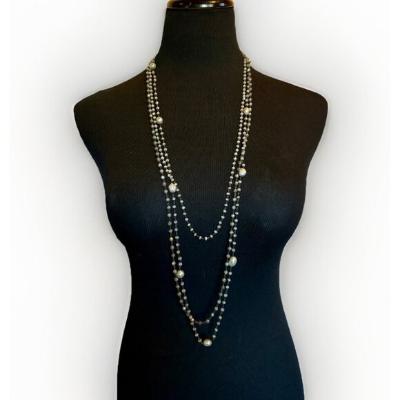 Chan Luu Sterling Silver 925 Mixed Pearls Beaded Long Necklace Boho 44.4g - Picture 1 of 7